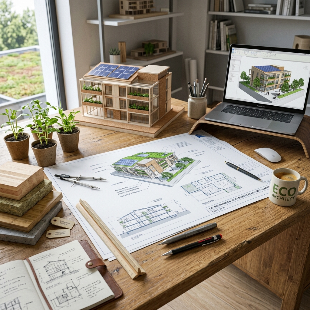 Planta de casa ecológica e projetos sustentáveis